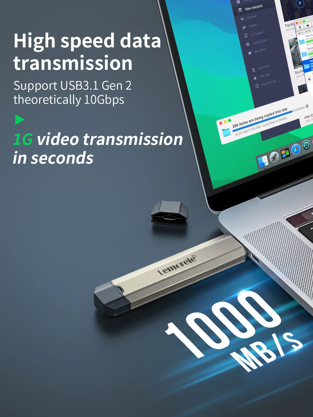 Lemorele SSD M2 Case M.2 NVMe SATA SSD Enclosure Adapter 10Gbps USB 3.1 Gen2 USB C External Enclosure Supports M and B&M Keys