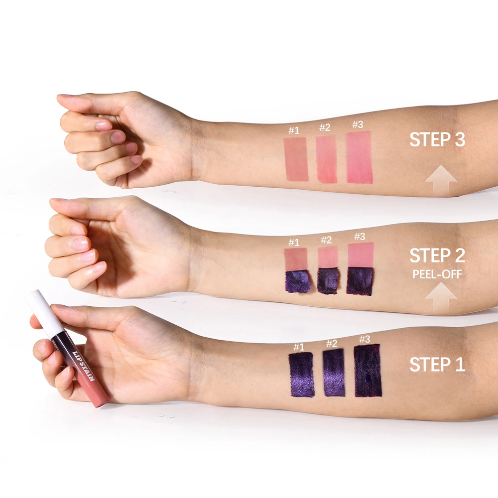 Waterproof Peel Off Lip Stain Long Lasting Pink Lip Tint Transfer Proof Non-stick Cup 3 Colors Lip Stain Women's Cosmetics