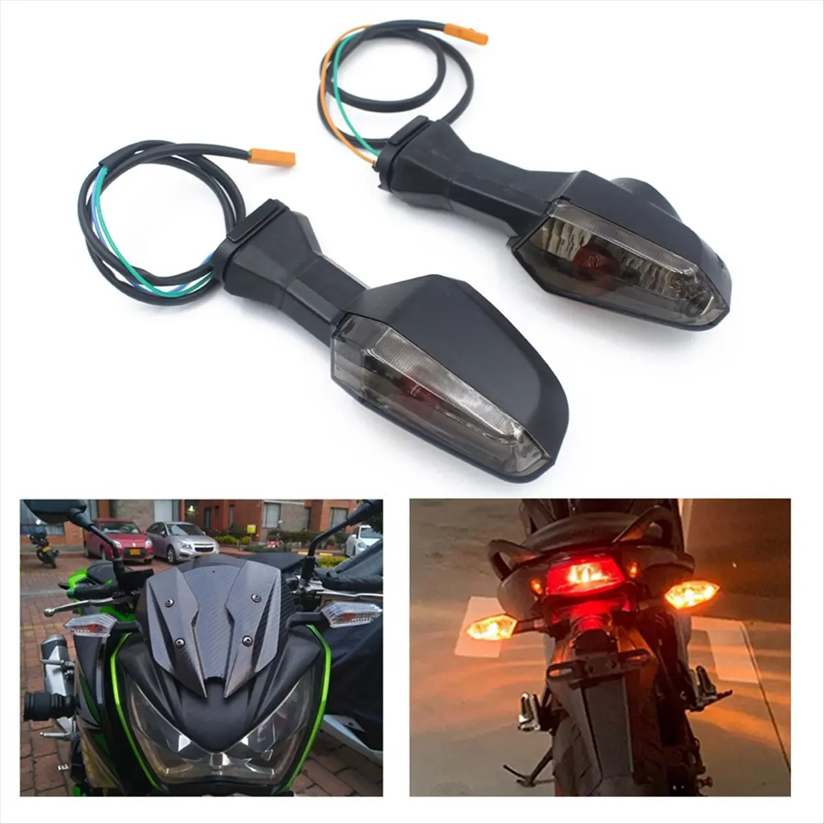 

Motorcycle Front and Rear Turn Signal Light Indicator Blinker for 250 300 600 Z1000 ER-6N,B-A50M