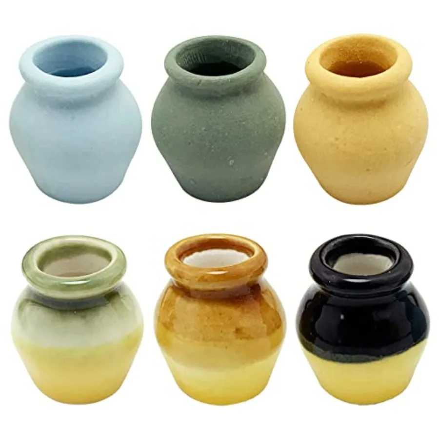 

Miniature Terracotta Pots 6 Pieces Mini Ceramic Clay Flower Pots Pottery Planter for DIY 1:12 Dollhouse Fairy Garden Flower Pla