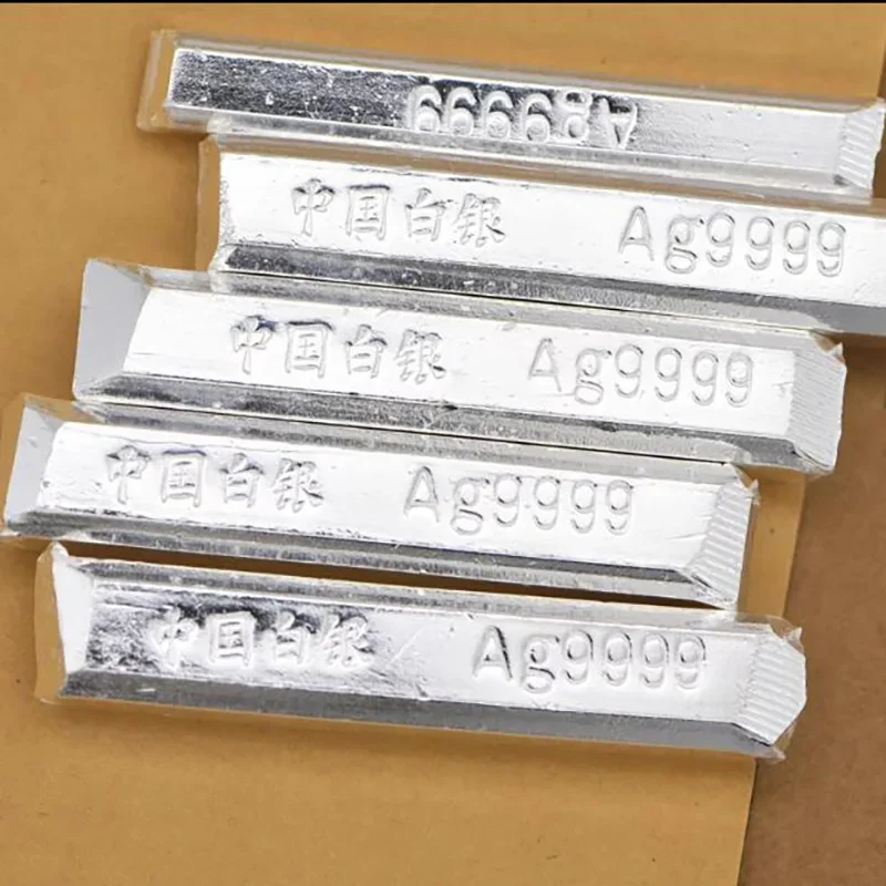 Real High Purity Pure 10g 20g 30g 40g 50g 100g 200g Sterling Silver Bullion 9999 Silver Ingot Ag9999 Pure Silver Bars