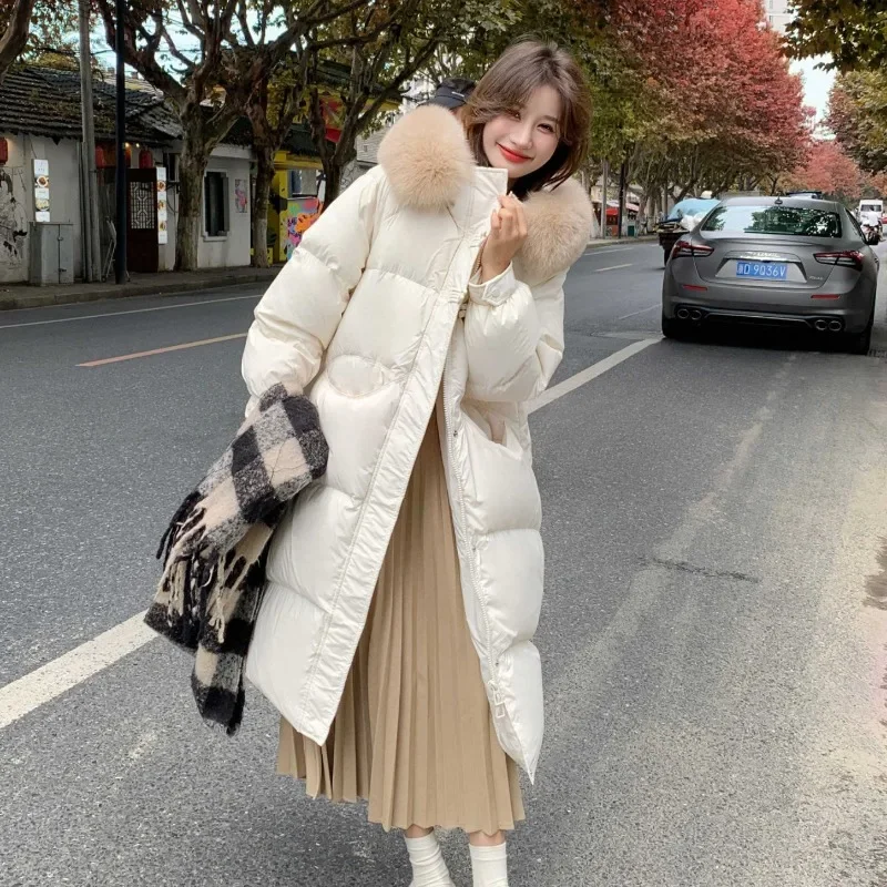 Down cotton-padded jacket women in the long high-grade sense of fried street  foreign style thickened long cotton-padded jacket