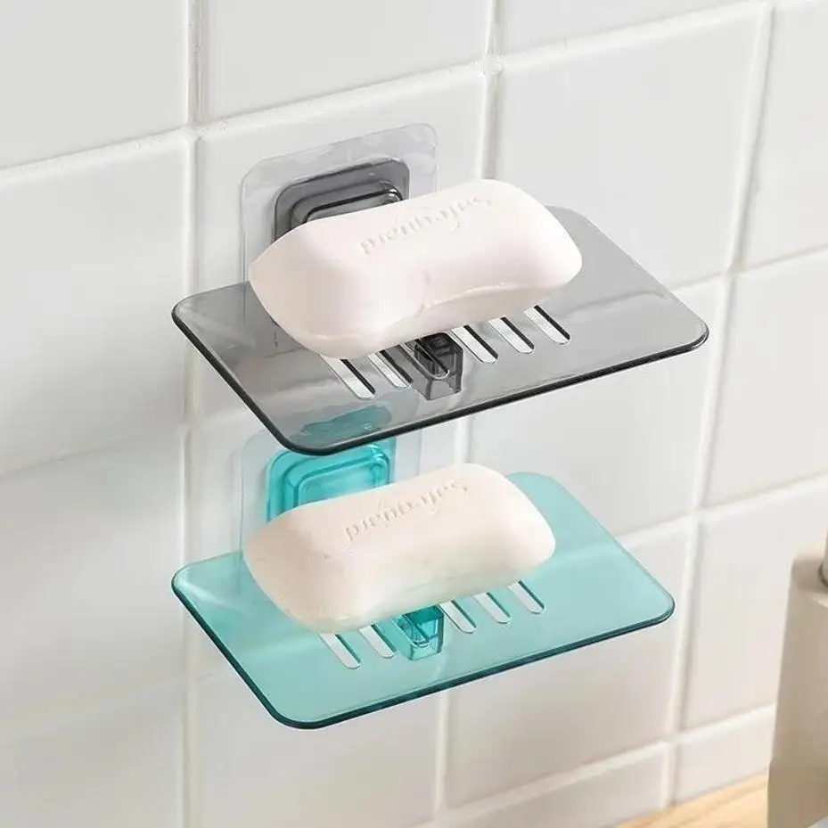 1Pcs Tragbare Seifenschale Kreative Badezimmer Wand Montiert Kristall Seife Doppel Gericht Entwässerung Seife Box Geeignet Hause Bad Liefert