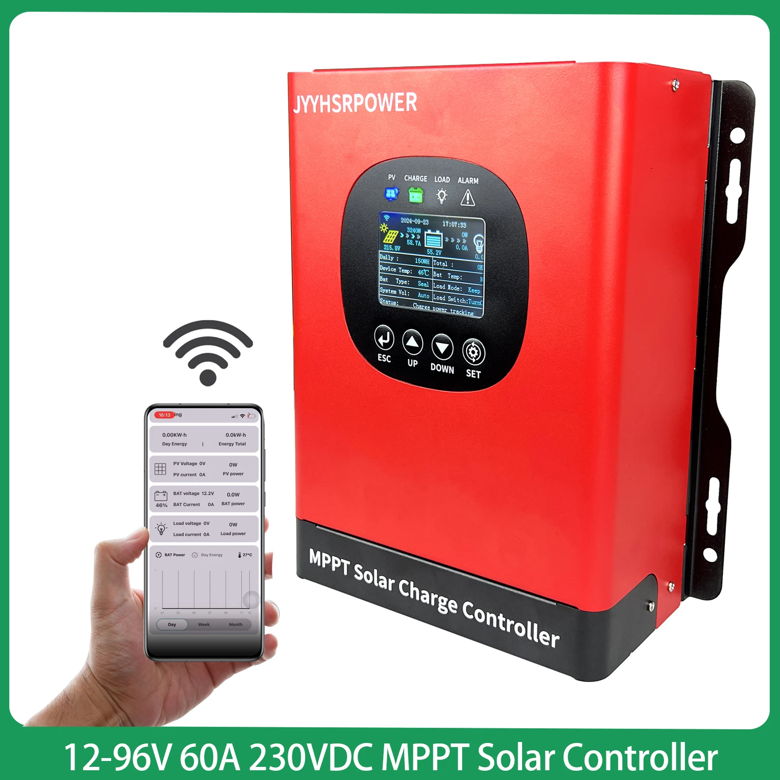 

230VDC 40A 60A 80A MPPT Solar Charge Controller Panel Charger Regulator With Load For 12V 24V 48V 60V 72V 96V Lithium Iron