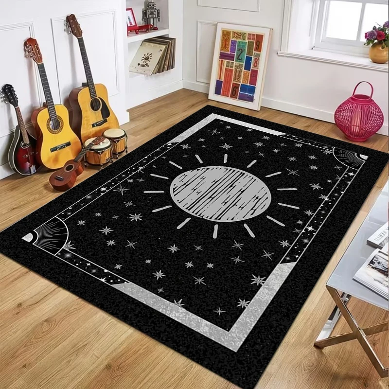 Celestial Sun Star Cloud Telescope Print Area Rug, Soft Floor Mat for Living Room Bedroom Study Gaming Room Decor