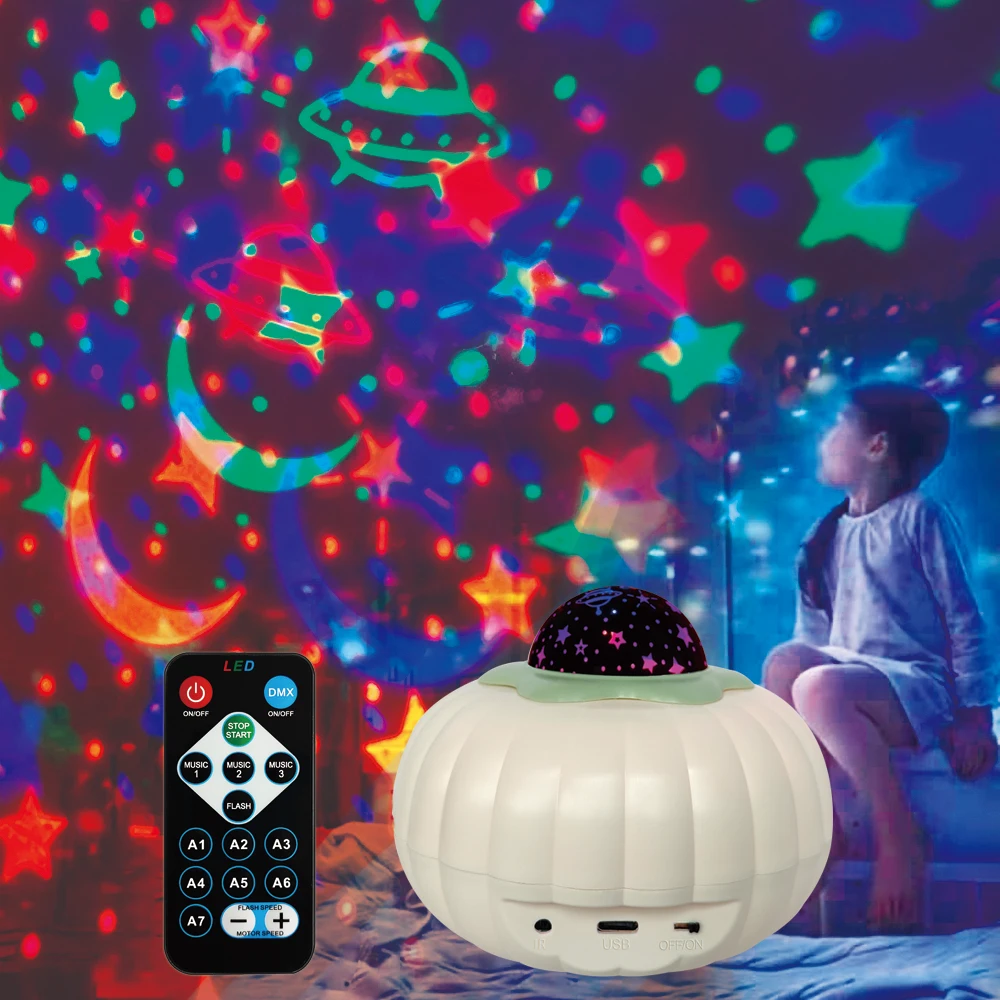 Starry Sky Projector Aurora Night Light With Remote Control Sound-Controlled for Bedroom Halloween Atmosphere Decoration Lamp
