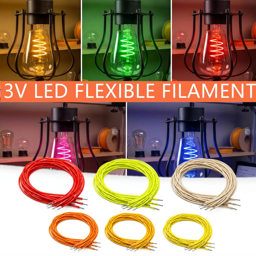10Pcs 3V COB LED Filament Flexible 300mm 260mm 185mm 145mm 130mm 95mm 80mm 60mm 40mm Edison Bulb Lamp Parts LED Diode