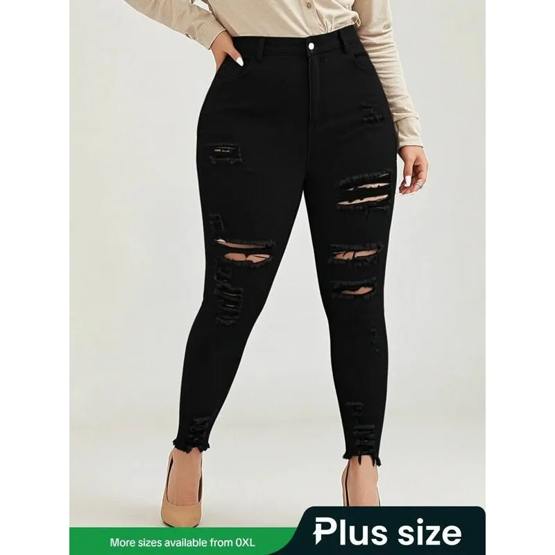 

High Waist Slim Fit Jeans Women's Tight High Waist Denim Pants Casual Trousers Neutral Style Other Material 100% Spring Season