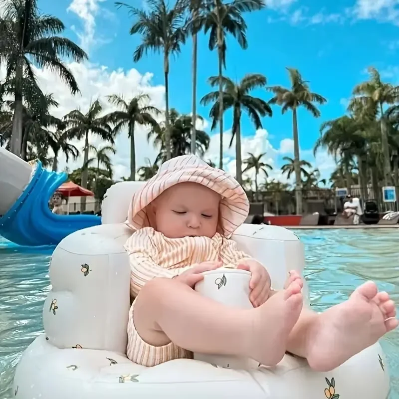 Portable Baby Inflatable Sofa Chair Pool Float Seat with Back Support Anti-Fall Bath Stool -Soft And Comfortable for Little Ones