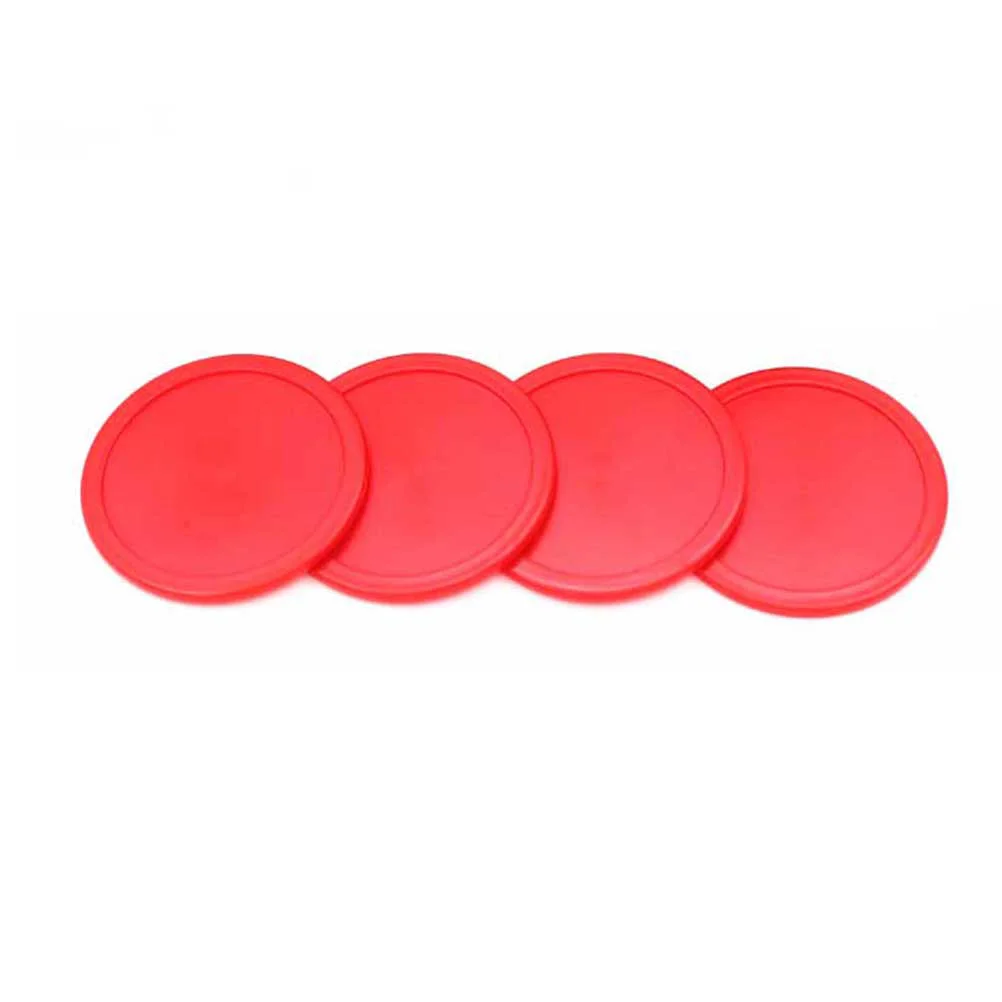 4 PCS Tabletop Air Hockey Paddles and Pushers Handles Supplies Set Replacement Red