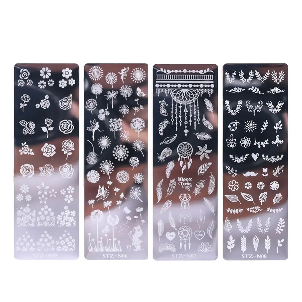 Disegni a foglia geometria stampa per unghie Stencil Art Plate Stamp Stamping Christmas Nail Stamping Templates Snowflake Nail Gel Print