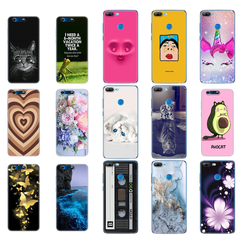 For huawei honor 9 case for honor 9 lite case soft tpu silicon phone back cover 360 full protective printing transparent coque