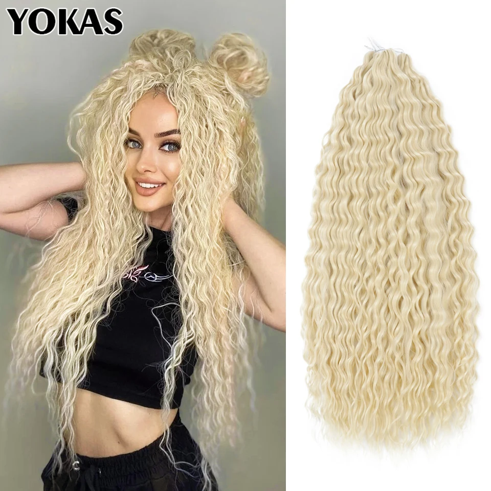 

22 30 Inch Synthetic Ariel Curl Crochat Hair For White Women High Temperature Fiber Braiding Hair Extensions For White Female