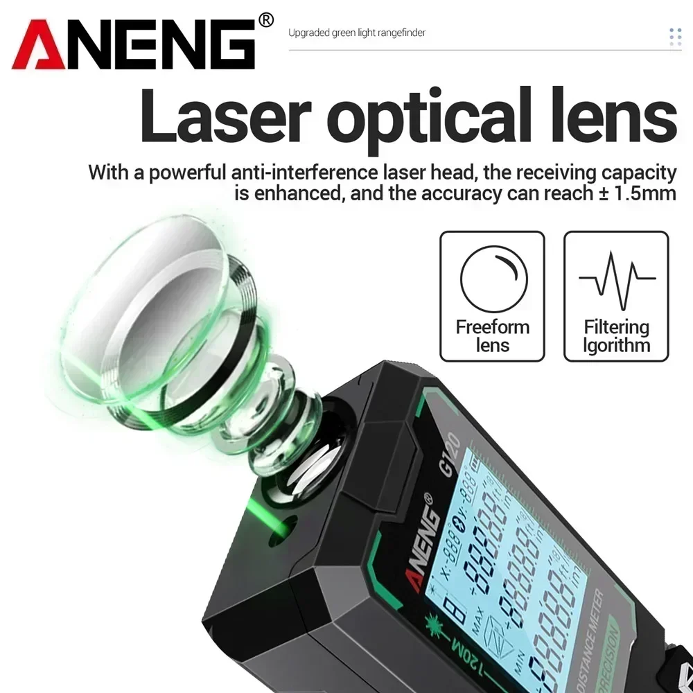 مقياس مسافات الليزر ANENG شريط قياس الليزر 40 متر/70 متر/100 متر/120 متر ليزر Rangefinder حاكم إلكتروني أداة اختبار القياس المفيدة