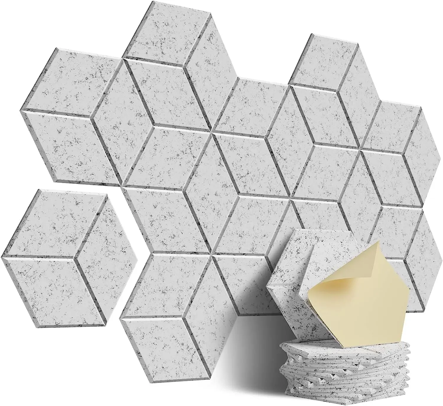 Panel acústico hexagonal autoadhesivo, Panel a prueba de sonido de 30x26x15cm, aislamiento acústico, paneles de pared de estudio en casa ignífugos de espuma, 12 Uds.