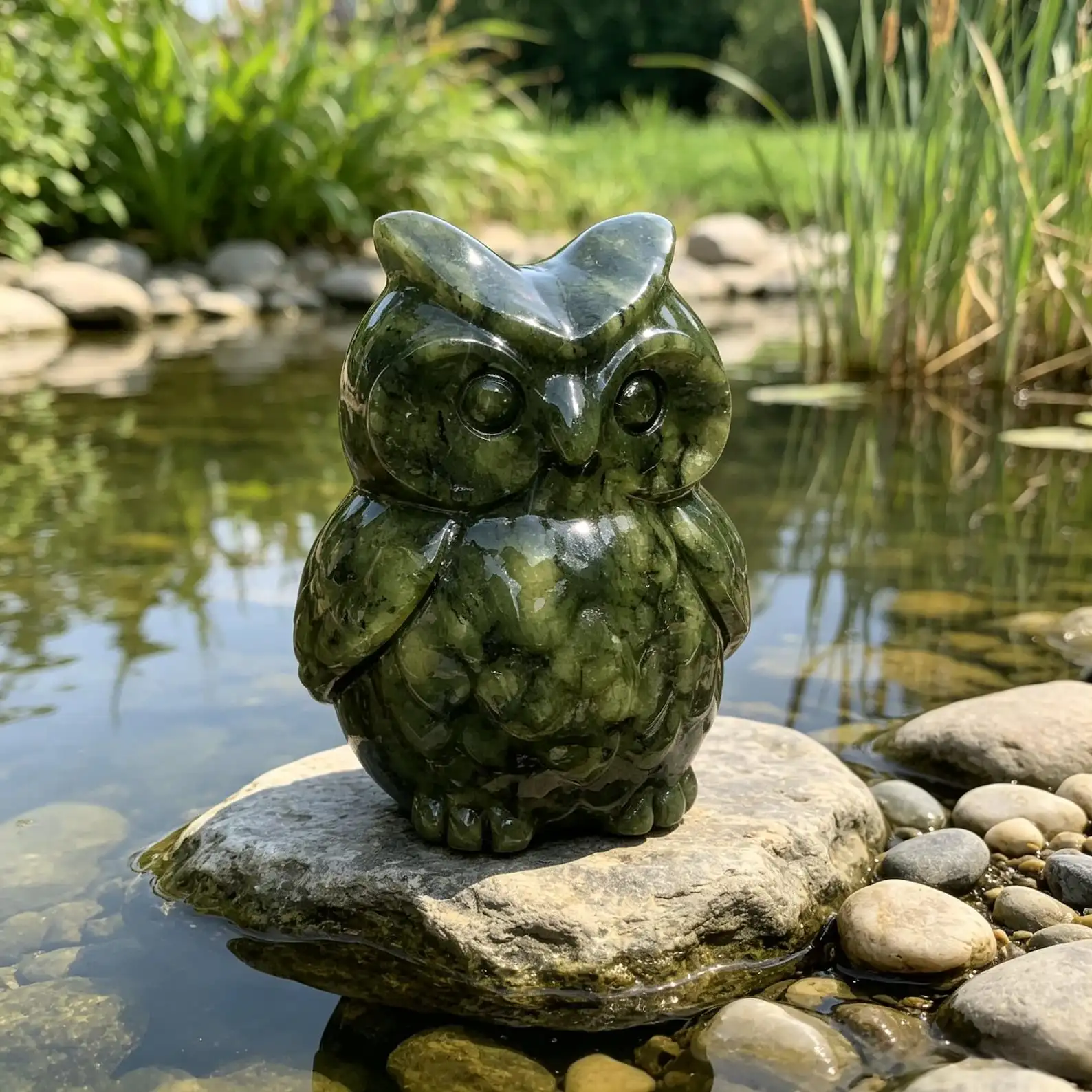Natural Serpentine Owl Carving,Quartz Crystal gift,Mineral Specimens,Reiki Healing 1PC