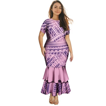 Samoan Puletasi robe Tradition polynésienne imprimé motif pe...