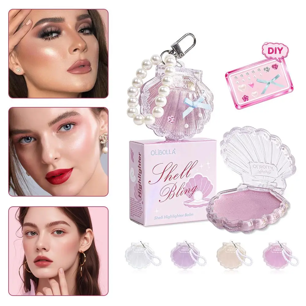 Pearl Shell Shaped Highlighter, Illuminating Shimmer, Glow Silky Powder Texture, Buildable & Blendable, Lightweight Long-Lasting