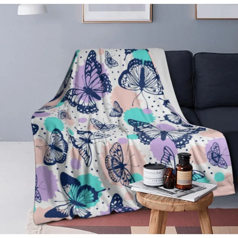 بطانية الفراشة، بطانية مريحة وخفيفة الوزن مطبوعة على شكل فراشة من القطيفة، هدية رائعة للأطفال والنساء