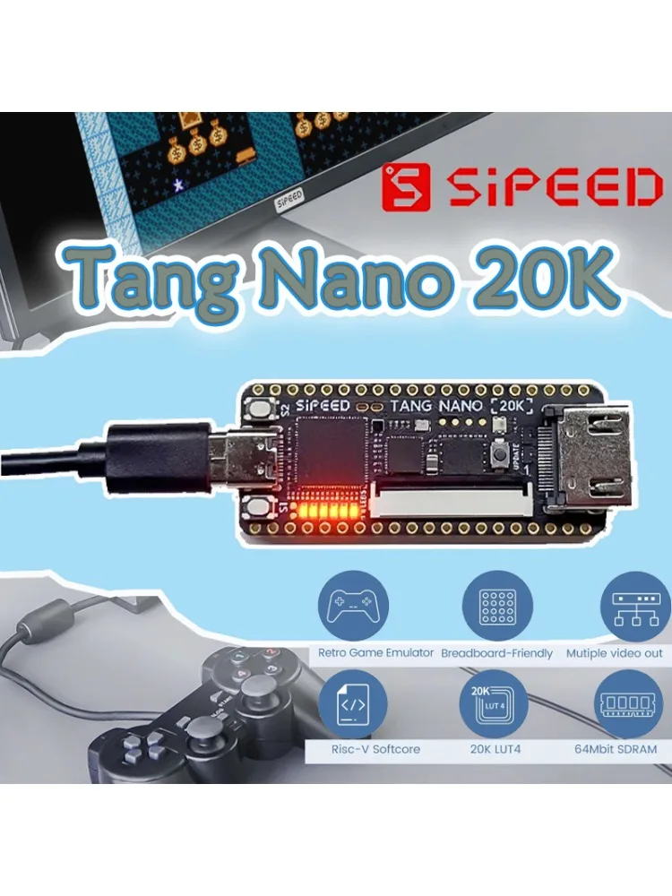 Nowa płytka FPGA Sipeed Tang Nano 20K RISC-V Linux Breadboard /z lutowanym obwodem /bez lutowanego obwodu /zestaw do odtwarzania gier retro /opcje ekranu/karty — zdjęcie produktu 7