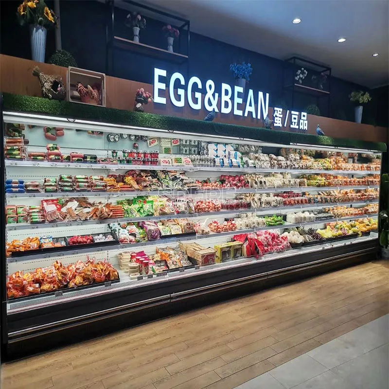 

FOODLINE Customized Fresh Fruit Vegetable Display Refrigerator Commercial Supermarket Open Showcase Chiller System Equipment