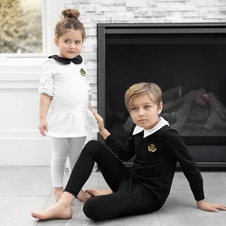 Ali Plus SS25 Shabbos pajama white and black girls boys baby toddler lounge robe with embroidered red crown