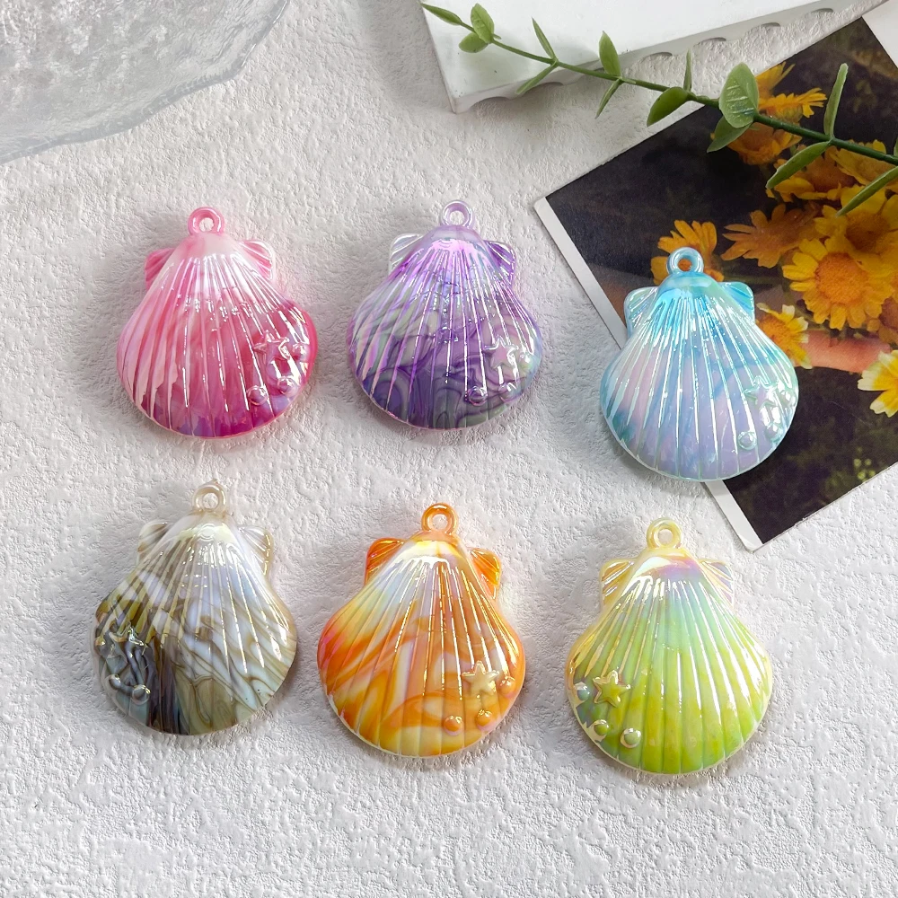 

Cordial Design 100Pcs 52*44mm Handmade Shell Shape Pendant / Acrylic / Paint Effect / Bag Accessory #20359