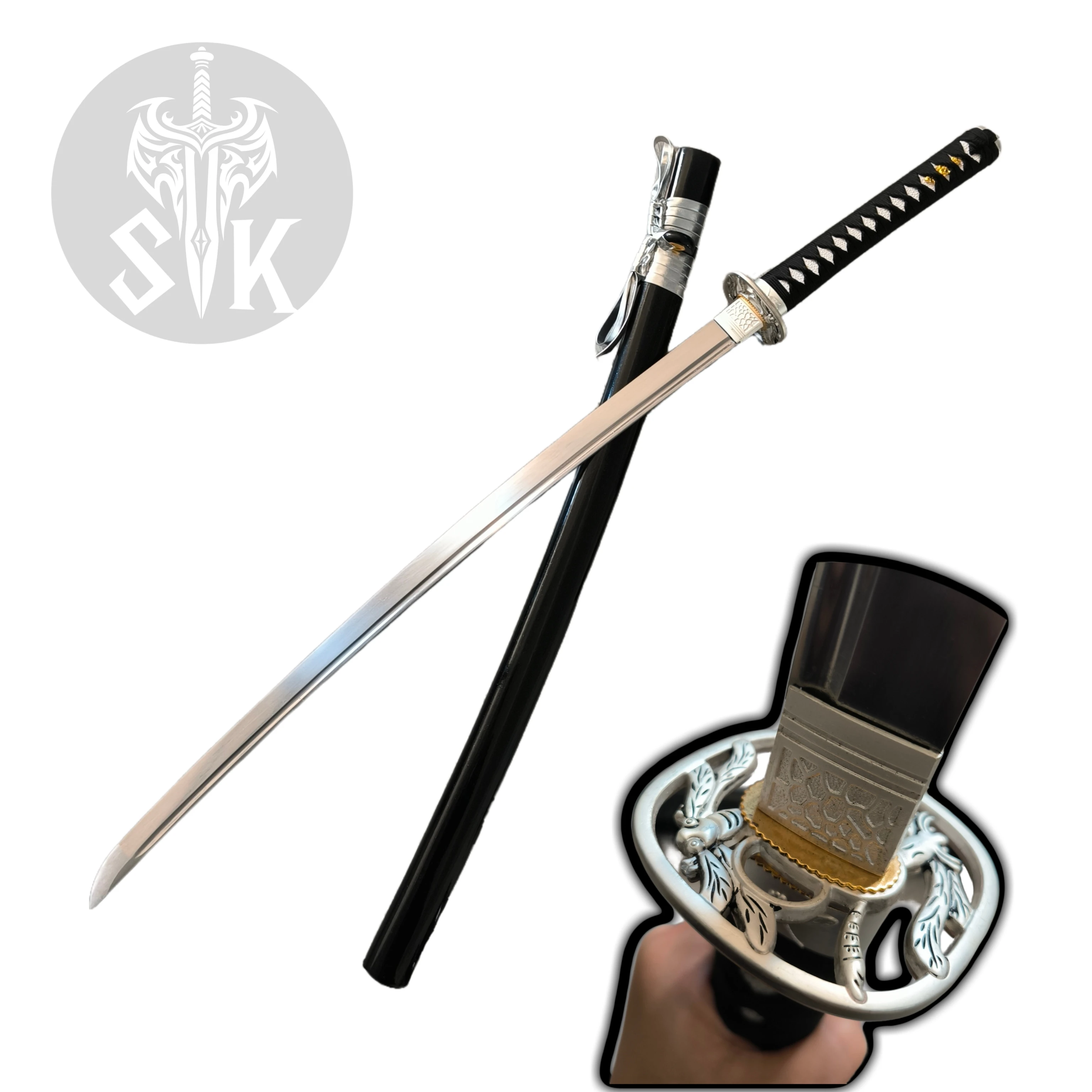 

Handmade Katana Dragonfly Plate Katana Black Katana 41 Inch Iaido Training Knife Traditional Chinese Classic Style