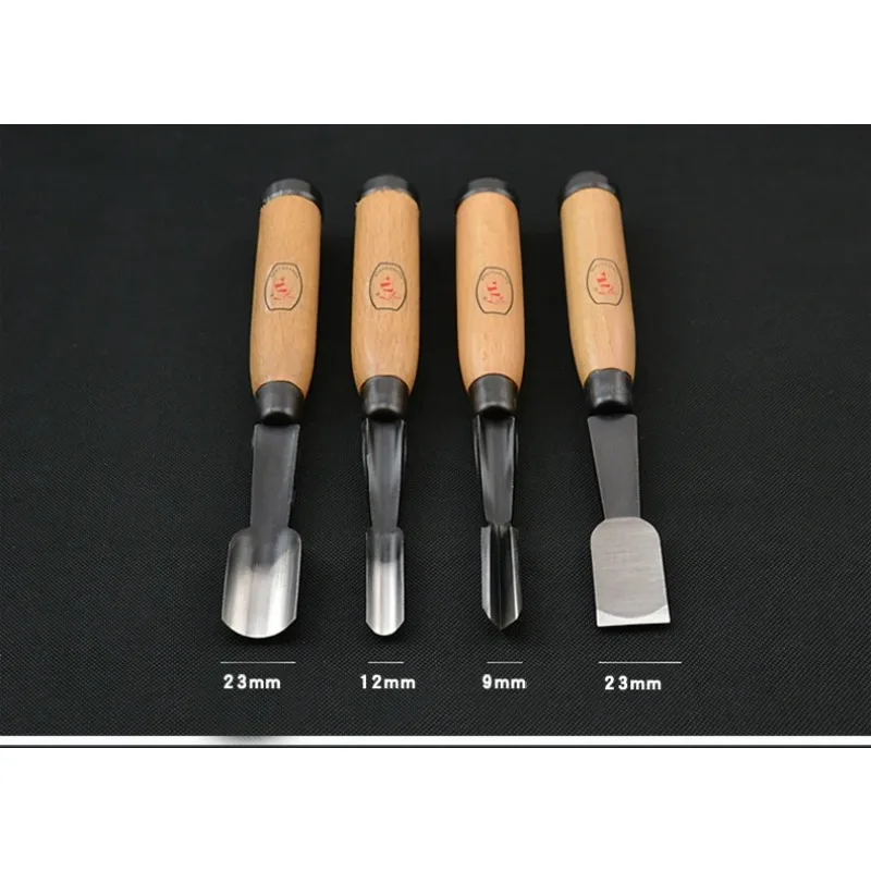 4Pcs Woodpecker Dry Hand Wood Carving Tools Chip Detail Chisel set Knives tool