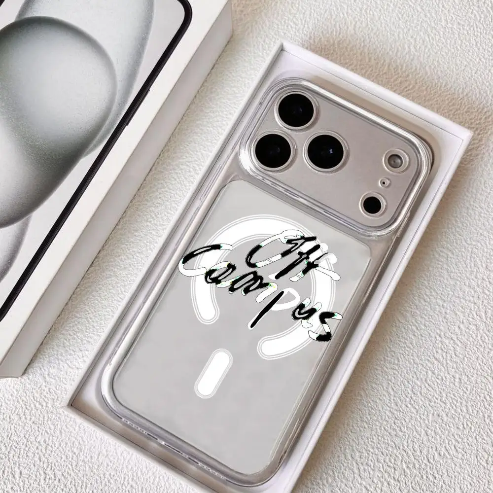 TV O-Off Campus Phone Case Magnetic Crystal Clear Case for iPhone 17-12 Pro Max Plus Slim Transparent Cover Charging view 2