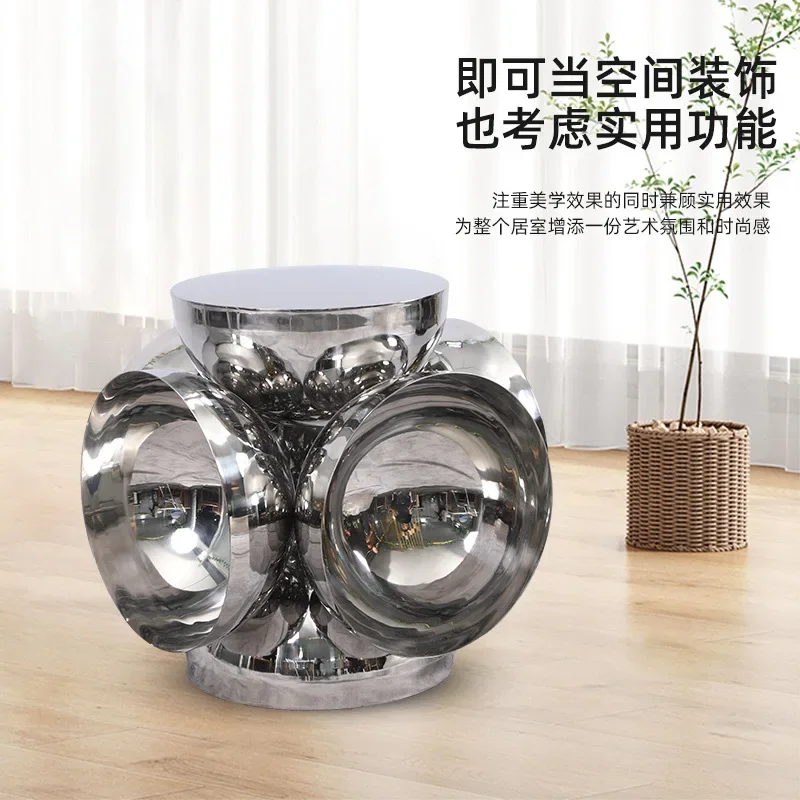 Lichte luxe eenvoudige spiegel roestvrij staal wabi wind gepersonaliseerde daglicht wiel ruimtegevoel kleine salontafel internet