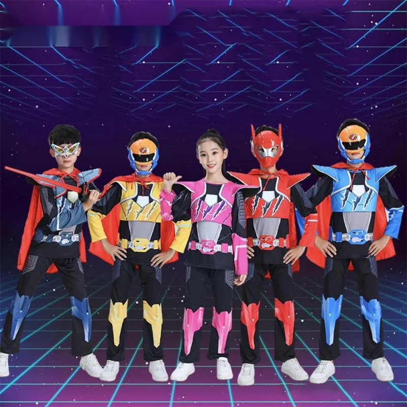 

Kids Mini Force X Cosplay Costume VOLT SAMI LUSI MAX Role play Top and Pants Mask Suit Halloween Party Fancy Dress