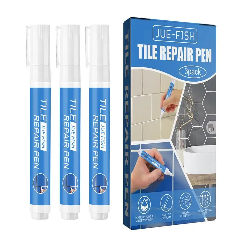 3pcs/pack Grout Pen Touch Repair Marker Tile Gap Restore And Renew Grout Line Quick Dry Tile Grout Squeeze Tube White