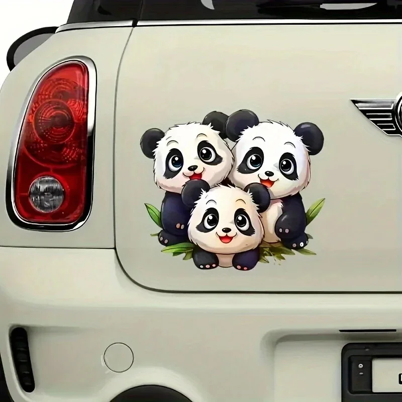 14x13cm Panda Family Waterproof Vinyl Decals Scratch Block Stickers Fit Car Motorcycle Van RV Laptop Decor