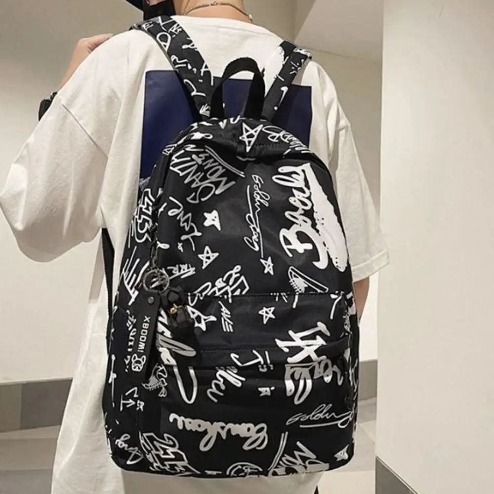 New Fashion Large Capacity Backpack Graffiti Trend Ultra-light Schoolbag Korean Style Travel Knapsacks