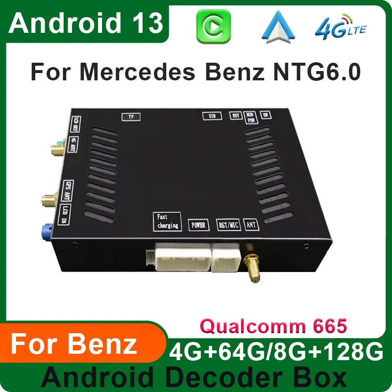 Wireless CarPlay Android Auto Adapter Control Module Decorder Box for Mercedes Benz A B C NTG6.0 MBUX System Plug and Play GPS