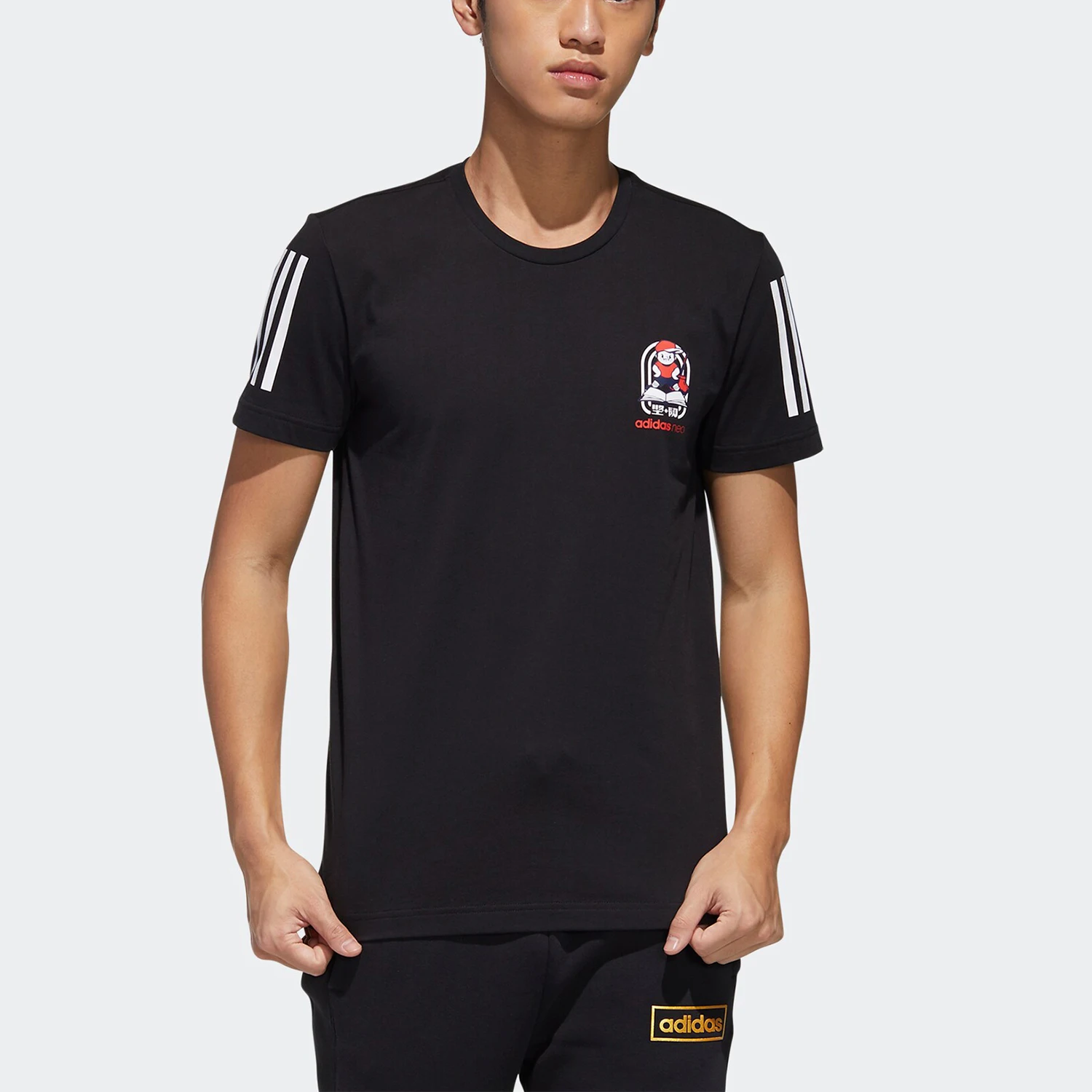 

Официальная аутентичная летняя новая мужская дышащая спортивная футболка Adidas для тренировок с короткими рукавами GK1496