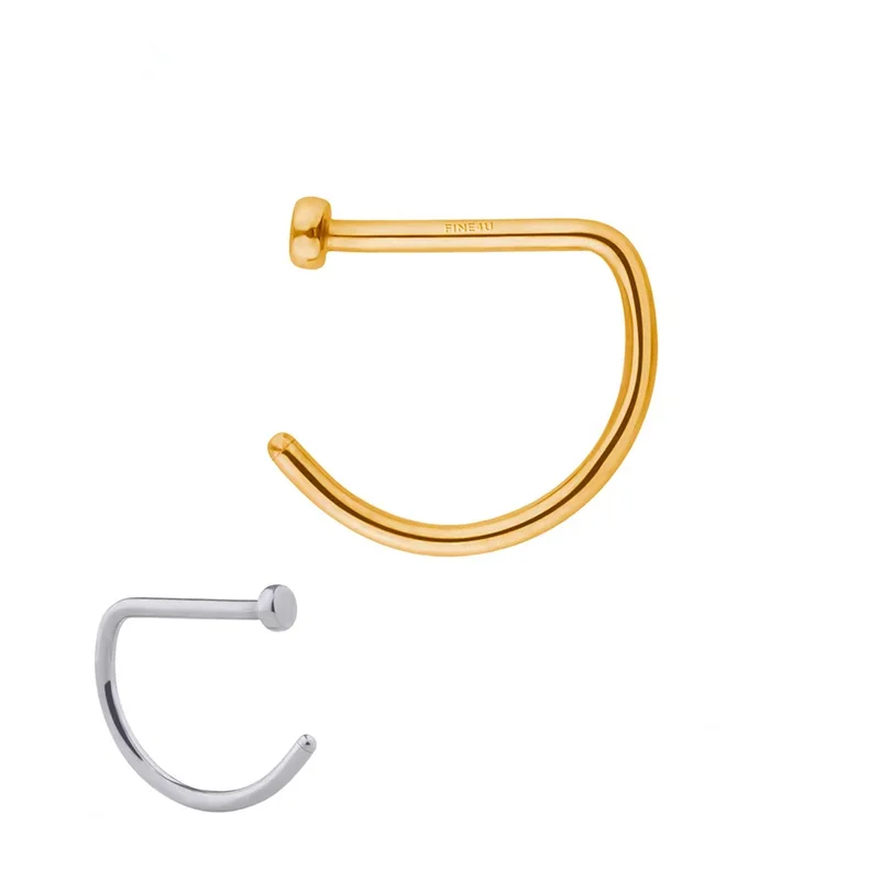 5pcs/set ASTM F136 Titanium 20G Open D Shape Nose Ring Hoop Tragus Cartilage Retainer Body Piercing Jewelry 8MM 10MM