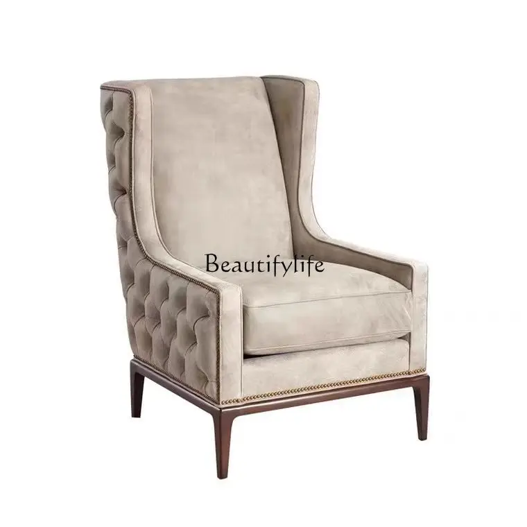

American tiger chair single sofa fabric light luxury chair buckle simple leisure chair