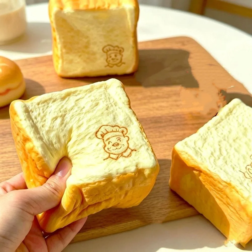 Moist Thick Simulated Bread Toast Squeeze Finger Suction Soft Texture Grandpa Toast Squishy Toy Pinch Slow Rising