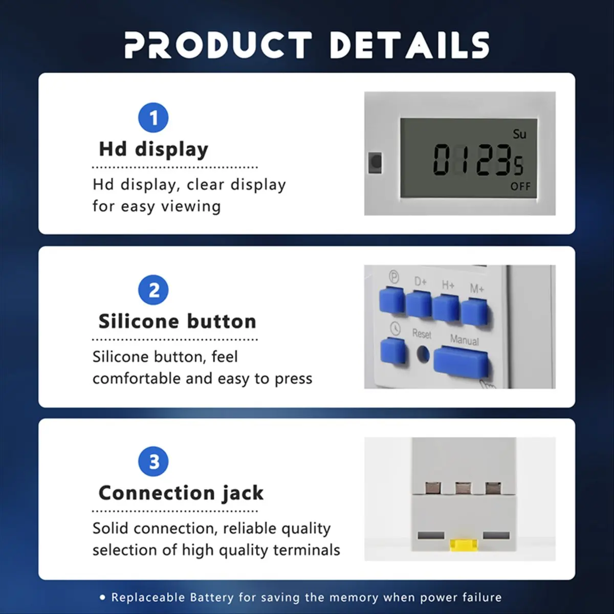 DT38 SINOTIMER Electronic Timer, TM615-2 Timer Switch 7 Days 24 Hours Programmable LCD Time Relay-220V