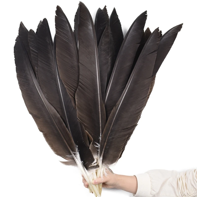 

10Pcs Natural Eagle Feathers for Crafts 40-70cm Long Large Black Birds Feather Accessories Carnival Holiday Cintas Decorativas