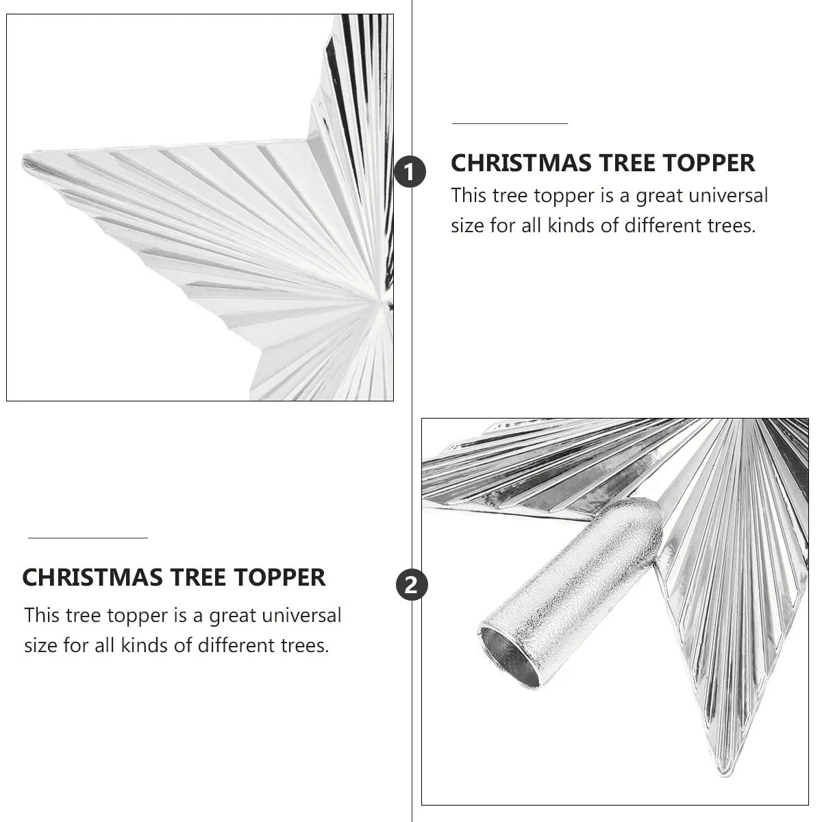 

2pcs Christmas Tree Topper Star Hard Plastic Decor For Holiday Party Home Xmas Treetop Ornament Five-Pointed Pendant