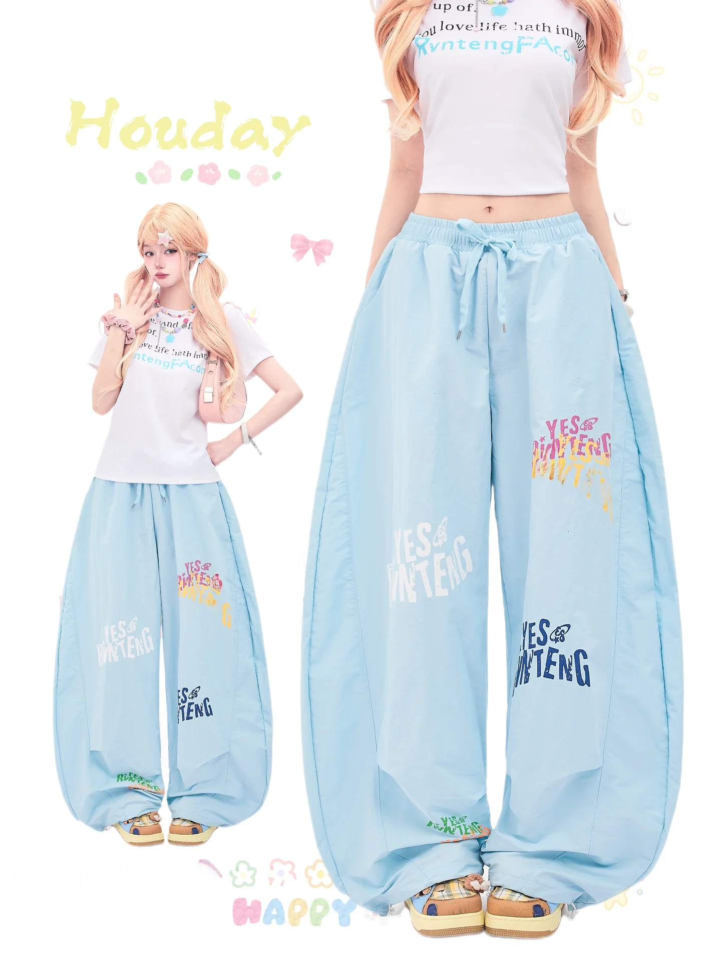 

Американские ретро-брюки с принтом и плиссировкой, повседневные, женские, летние, уникальные, очень красивые, свободные, длинные, прямые брюки