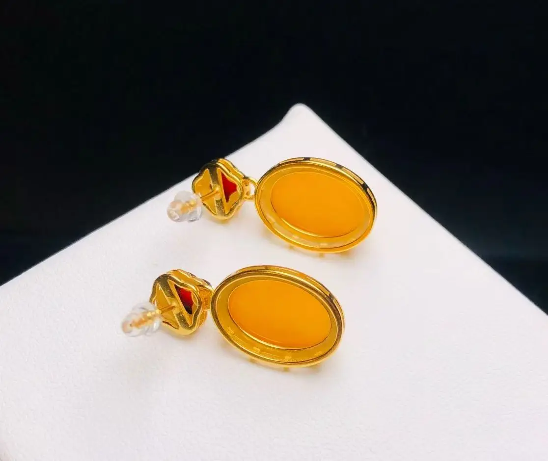 

Natural Baltic Amber Earrings Women Oval 7mm Rose Gold Plated Sterling SilverGeometric Black Amber Love Gift Anniversary Present