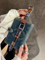 Retro Leather Band For Apple Watch 38mm 41mm 40mm 42mm 44 45mm 46mm 49mm Old Money Wool Strap For iWatch Ultra 10 9 8 7 SE 6 5 4