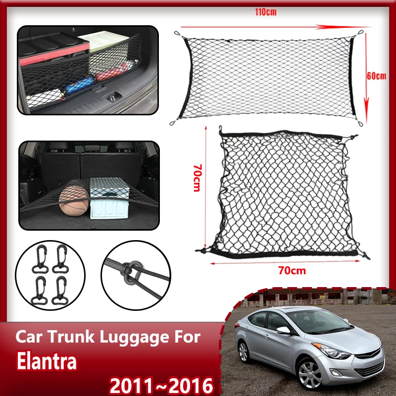 

Car Trunk Net For Hyundai Elantra i35 MD UD JK 2011- 2016 2015 Sedan Nylon Mesh Luggage Cargo Organizer Storage Bag Accessories