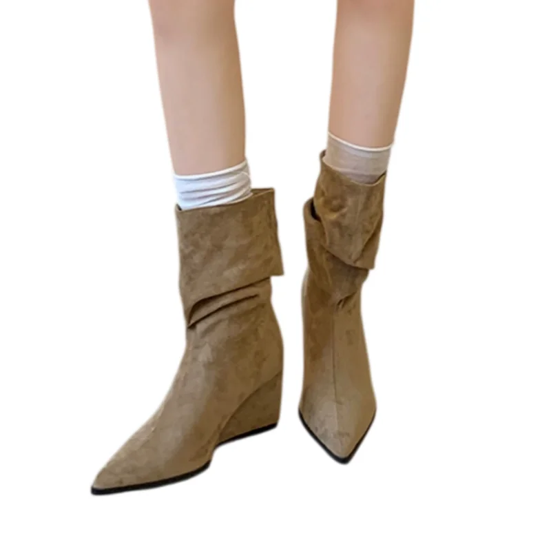 *Modische, elegante, sexy, warme, lässige Damenstiefel im neuen Stil, Winter-Bestseller, bequeme, spitze, hochhackige Kurzstiefel – Detail 9
