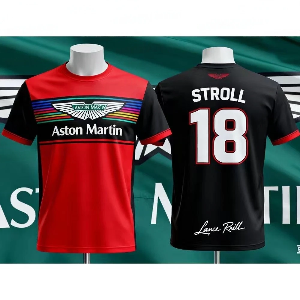 

Aston Martin T-shirt Canadian Racers Lance Stroll 18 T Shirt Motorcycle Jersey Quick-drying Short-sleeved Sport Special Edition