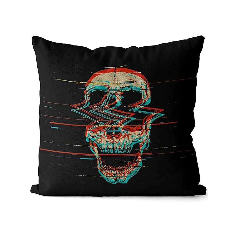 Horror Skeleton Art Print Pattern Cushion Cover Home Living Room Sofa Decoration Throw Pillow